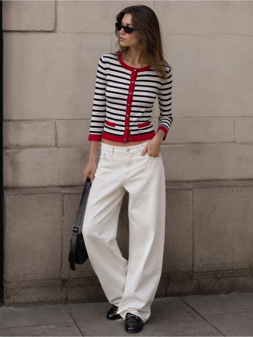 Cable and gauge 3/4 sleeve cardigan